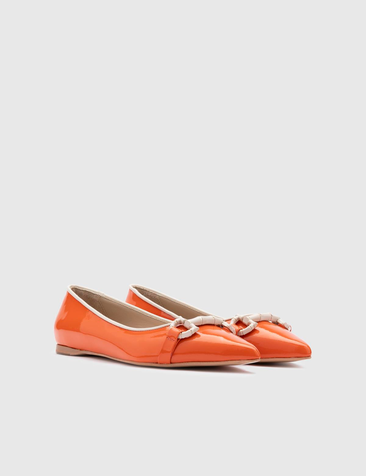 Csilla Orange Patent Leather Women's Ballerina