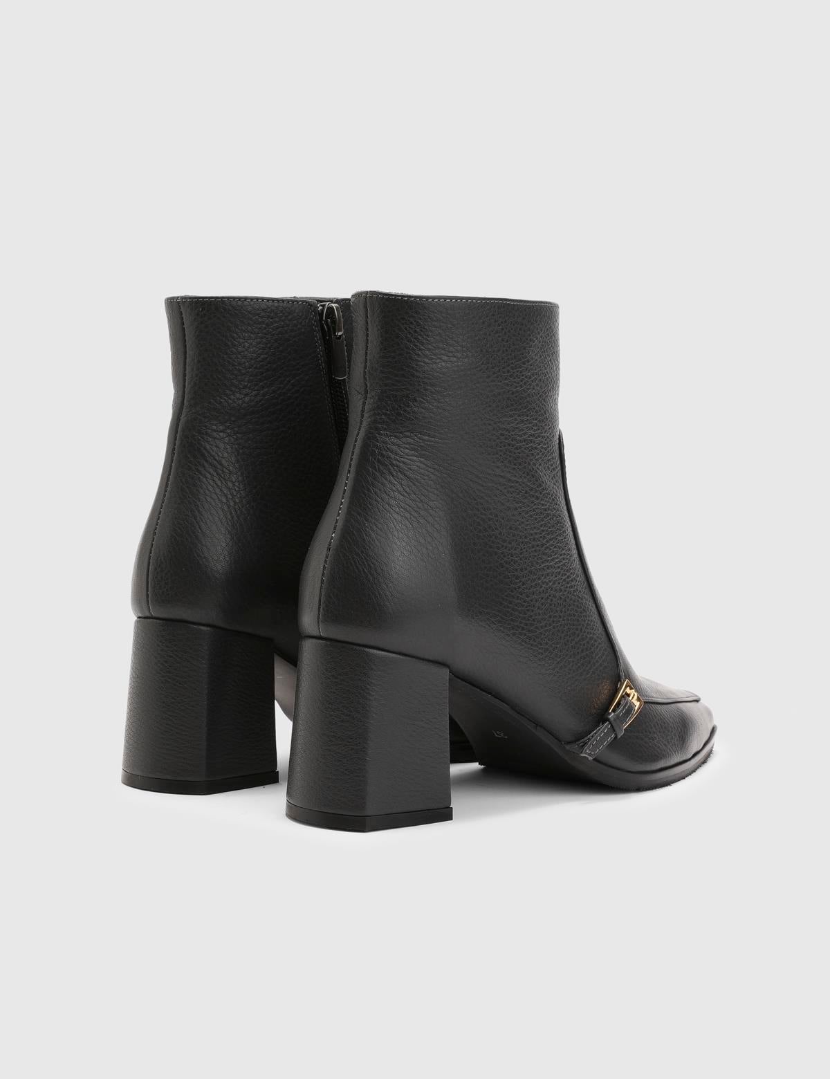 Daen Navy Blue Floater Leather Women's Heeled Boot