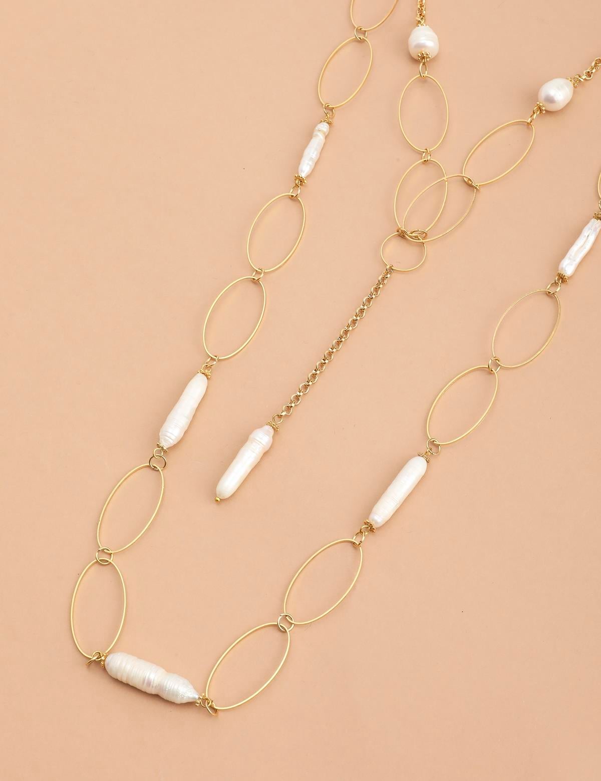 Daline Gold Women's Necklace with White Stones