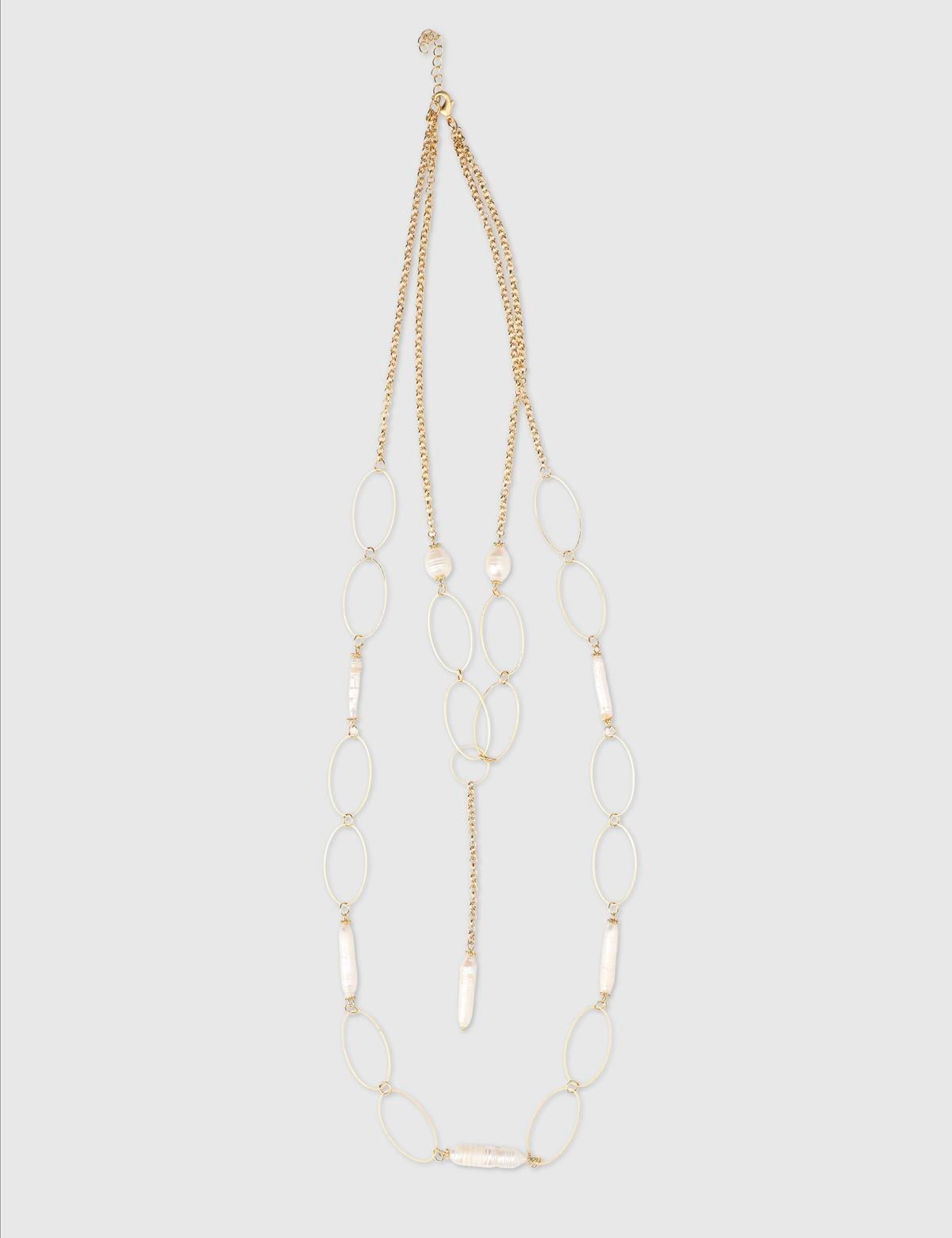 Daline Gold Women's Necklace with White Stones