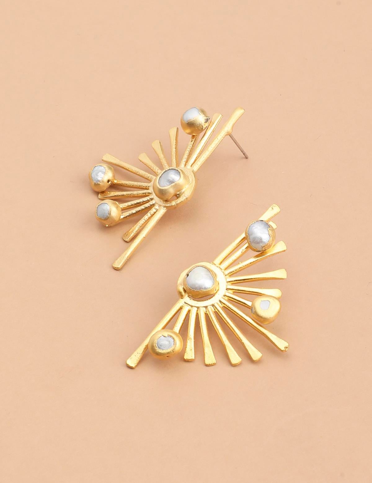 Daline Gold Women's Earrings with White Stones