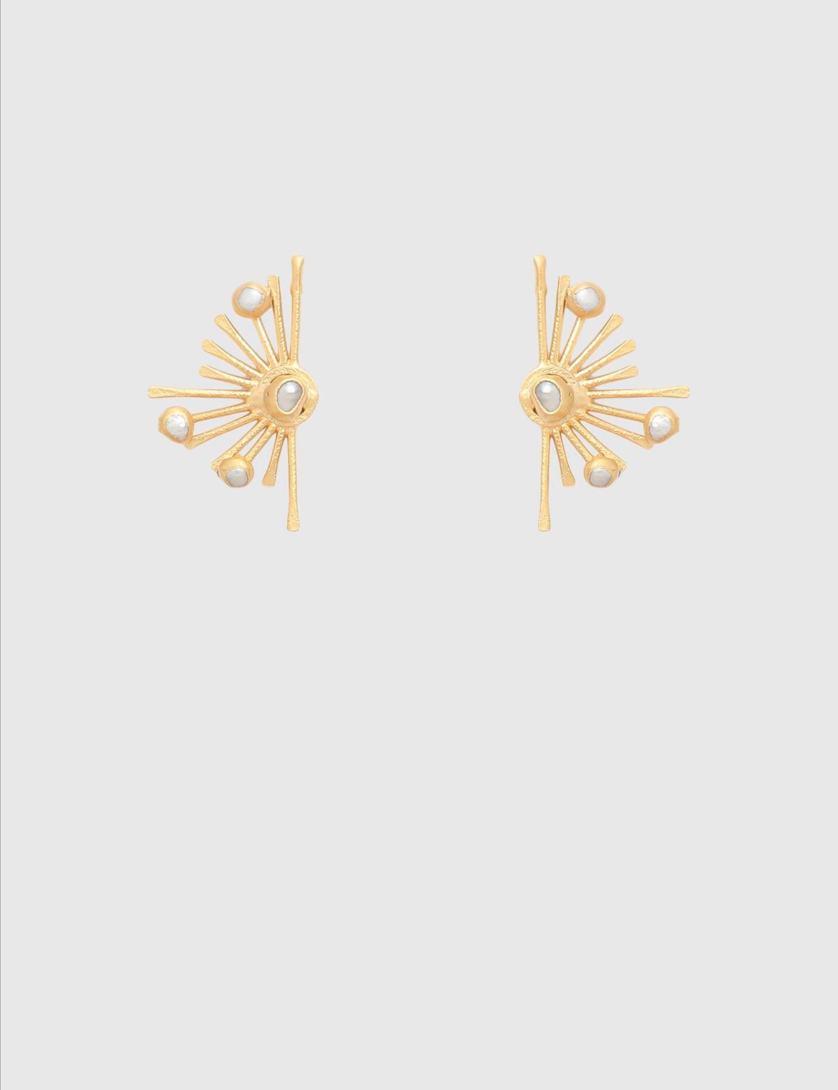 Daline Gold Women's Earrings with White Stones