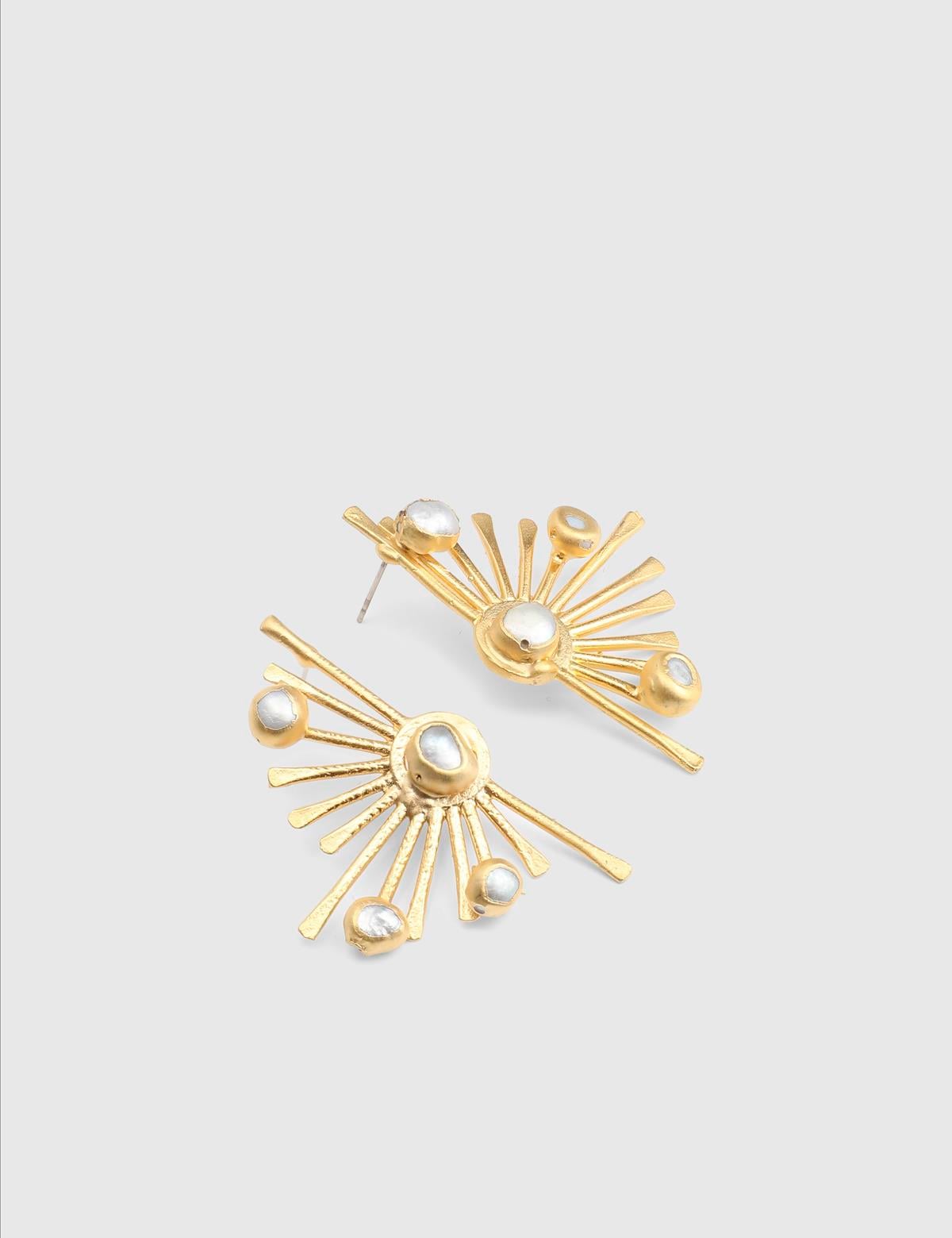 Daline Gold Women's Earrings with White Stones