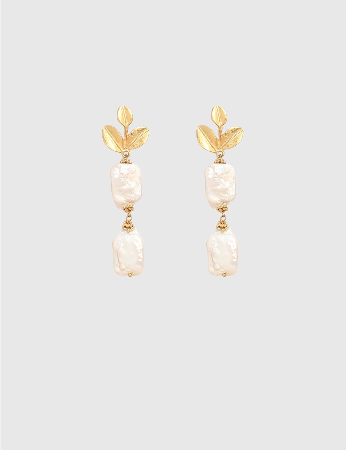 Delane Gold Women's Earrings with White Stones