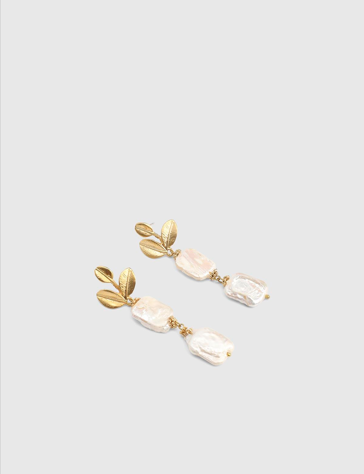 Delane Gold Women's Earrings with White Stones