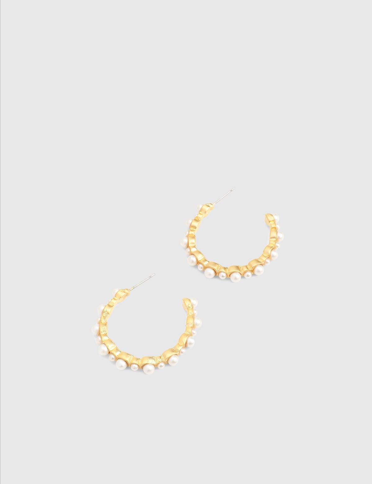 Delore Gold Women's Earrings with White Stones