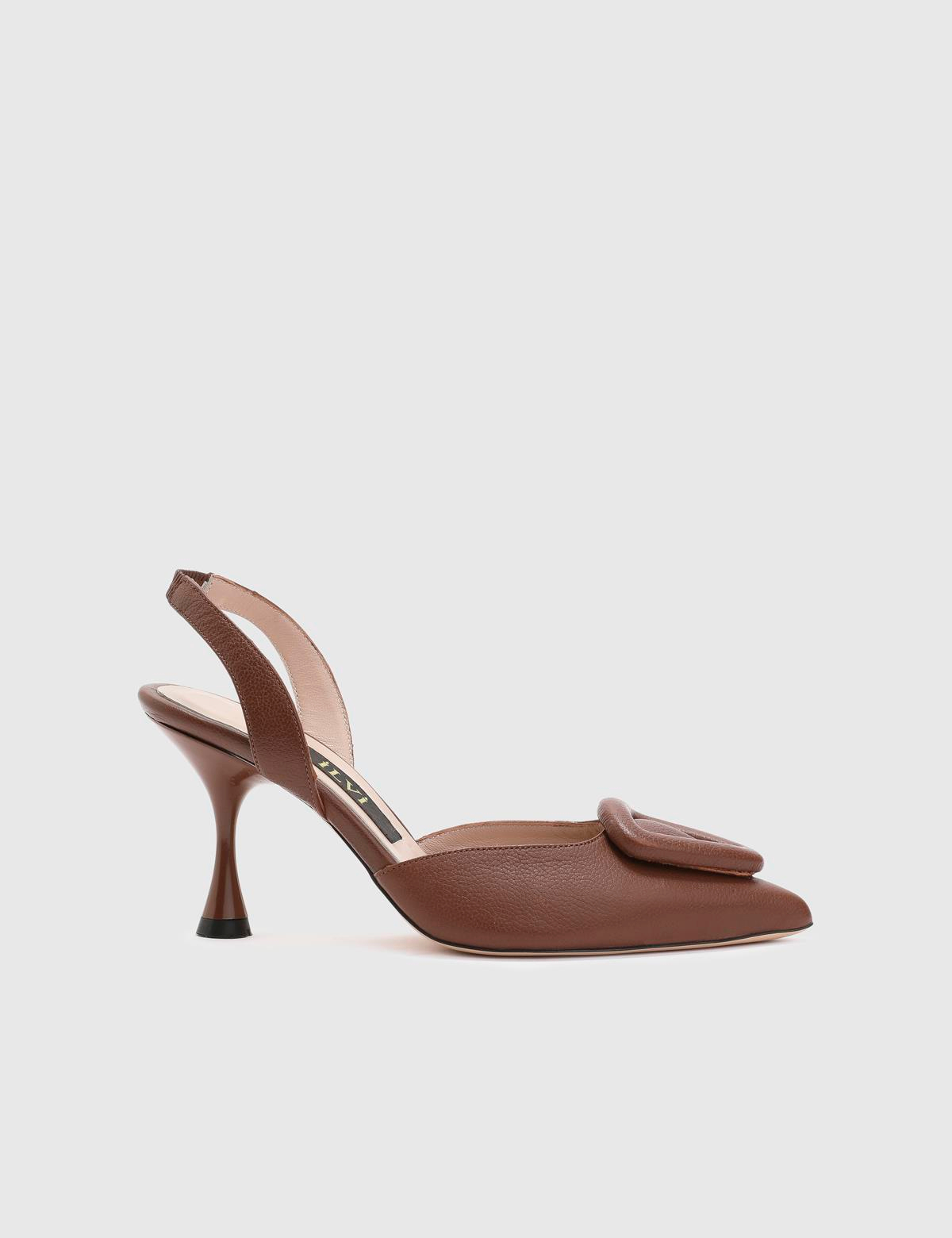 Denia Brown Leather Women's Heeled Sandal