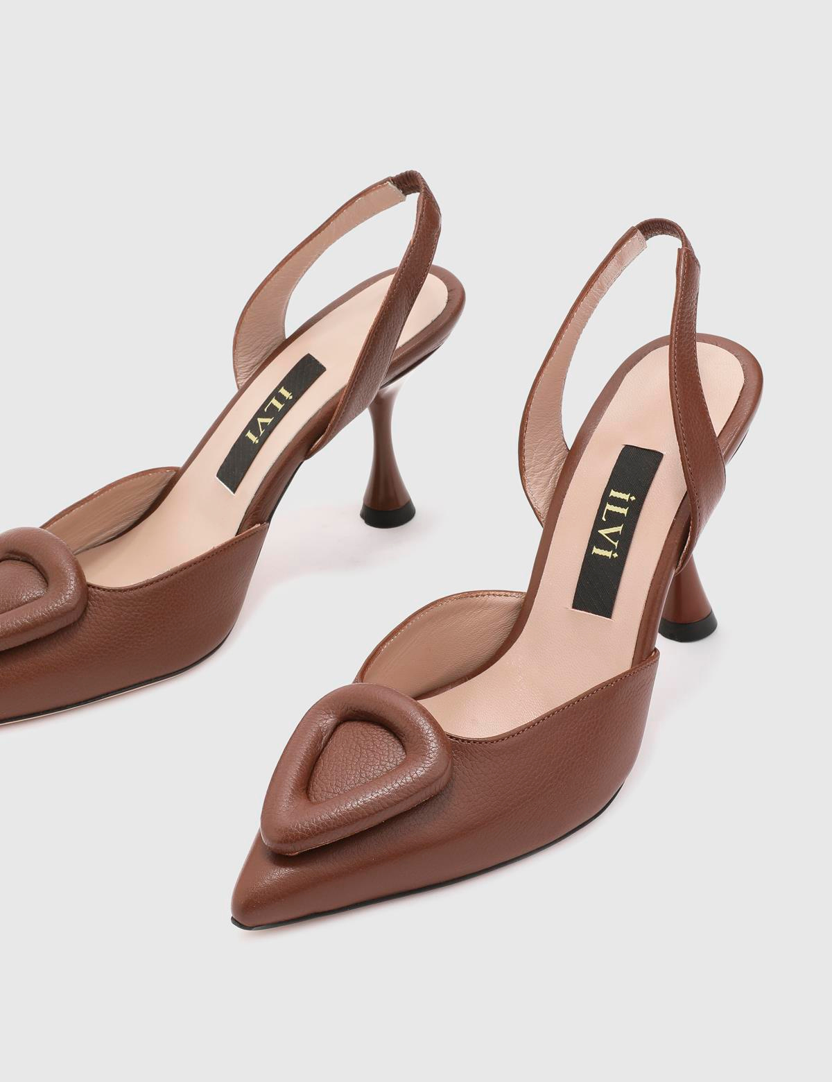 Denia Brown Leather Women's Heeled Sandal
