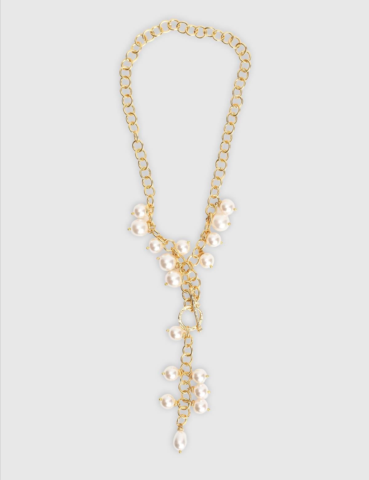 Denire Gold Women's Necklace with White Stones