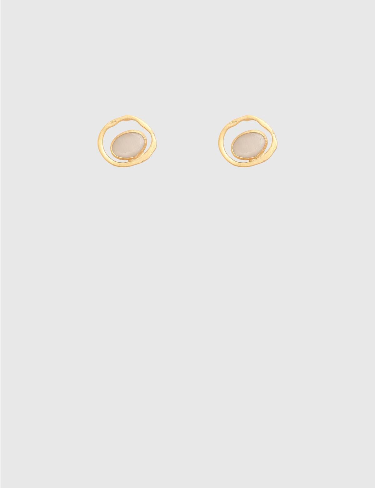 Deryee Gold Women's Earrings with White Stones