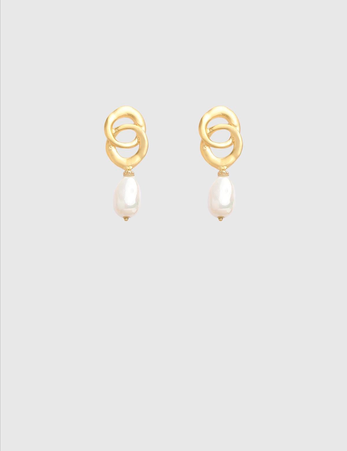 Desire Gold Women's Earrings with White Stones