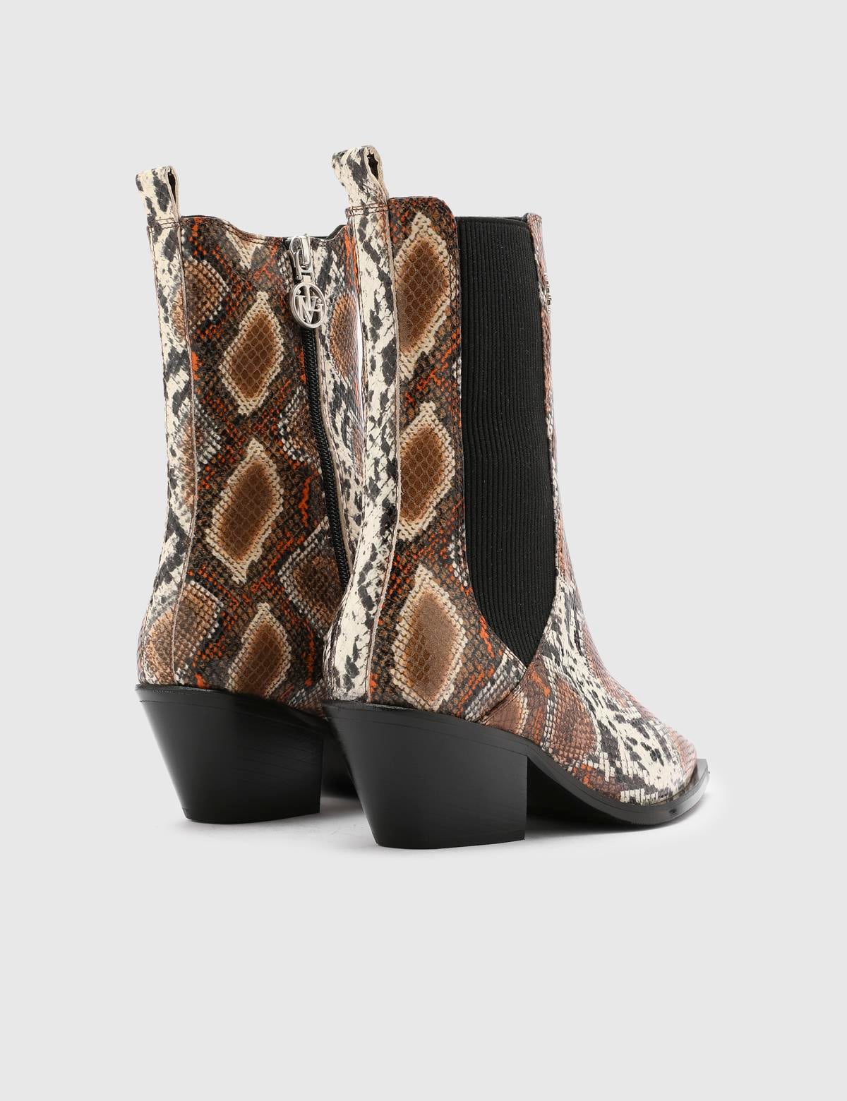 Diane Brown Printed Leather Women's Heeled Boot