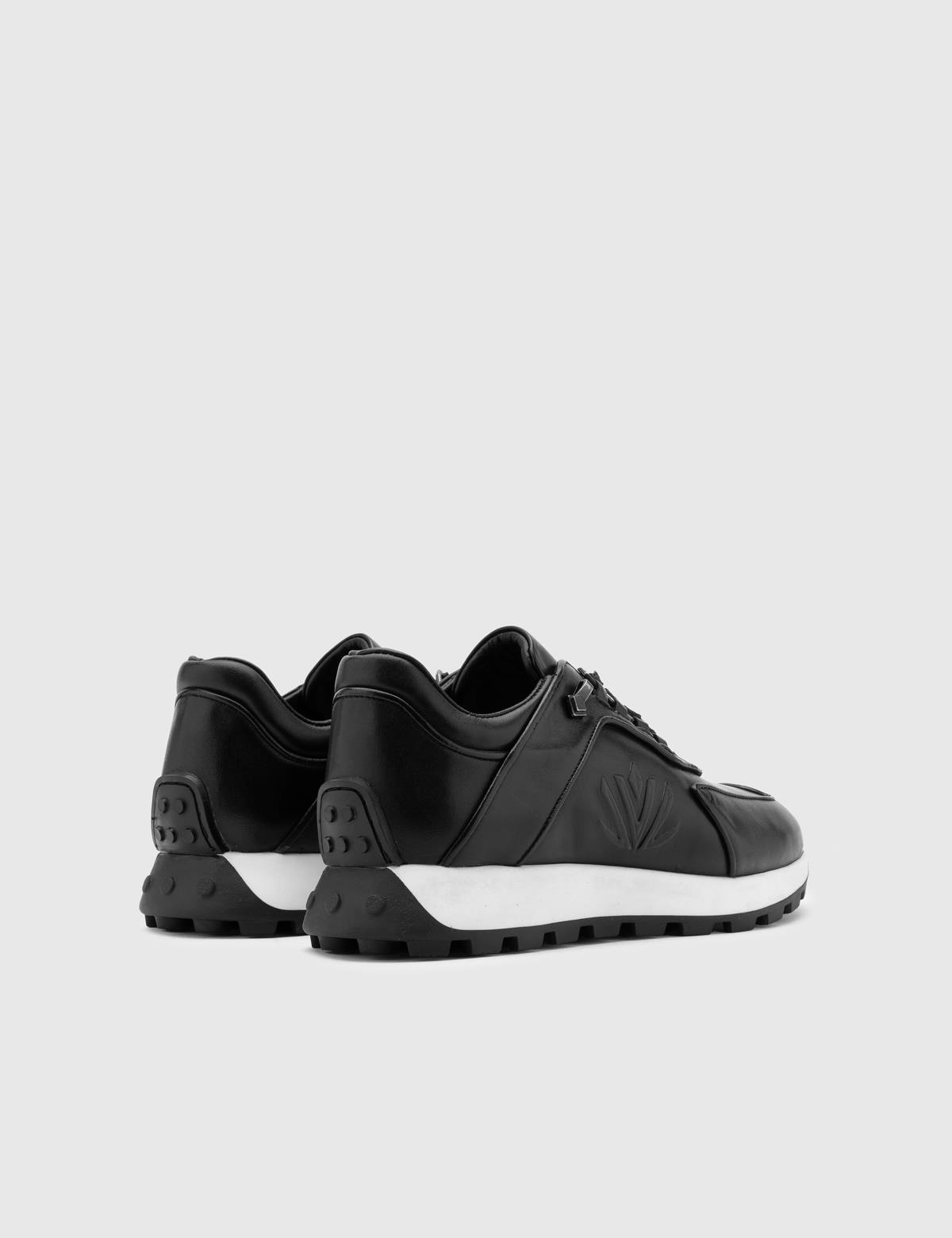 Domenico Black Leather Men's Sneaker