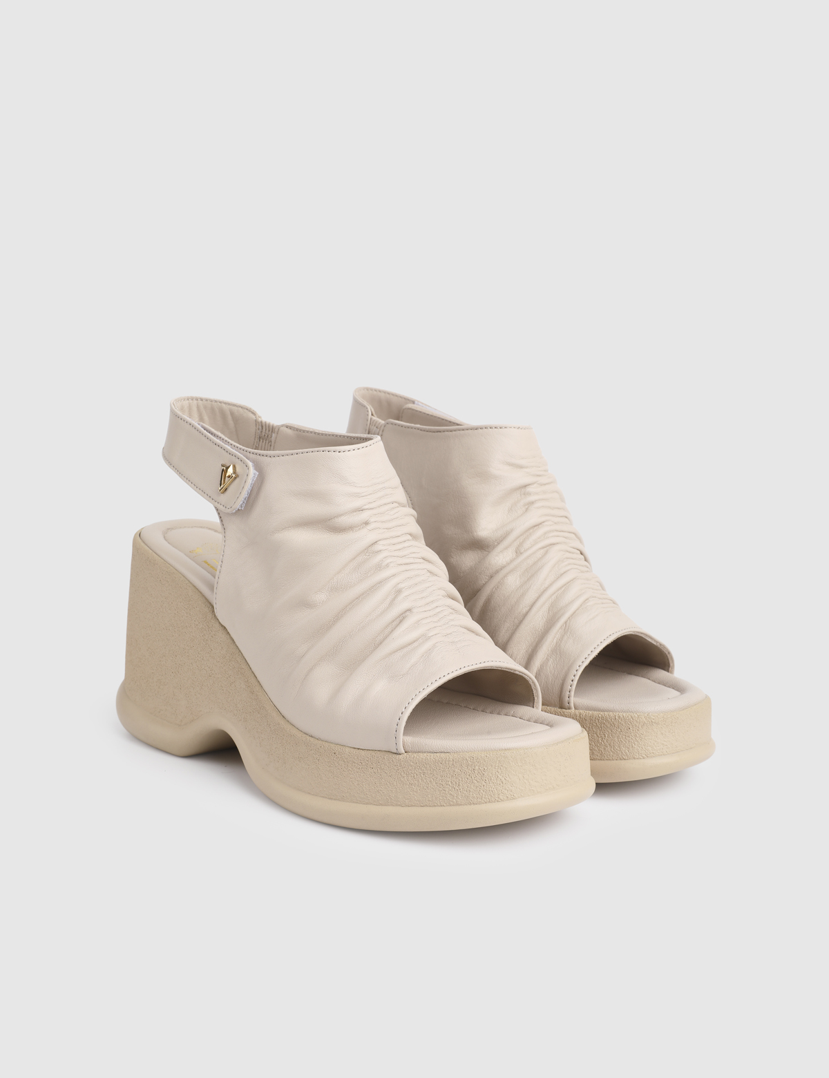 Drina Beige Leather Women's Heeled Sandal