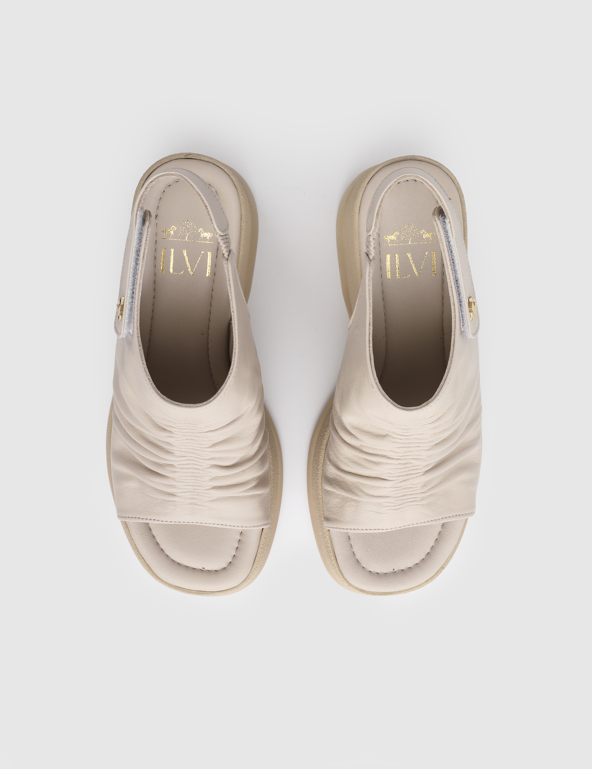 Drina Beige Leather Women's Heeled Sandal