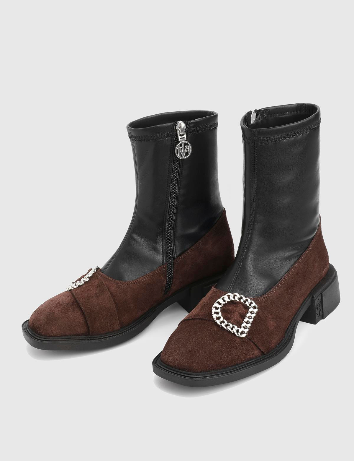 Druid Brown Suede Leather Women's Stretch Boot