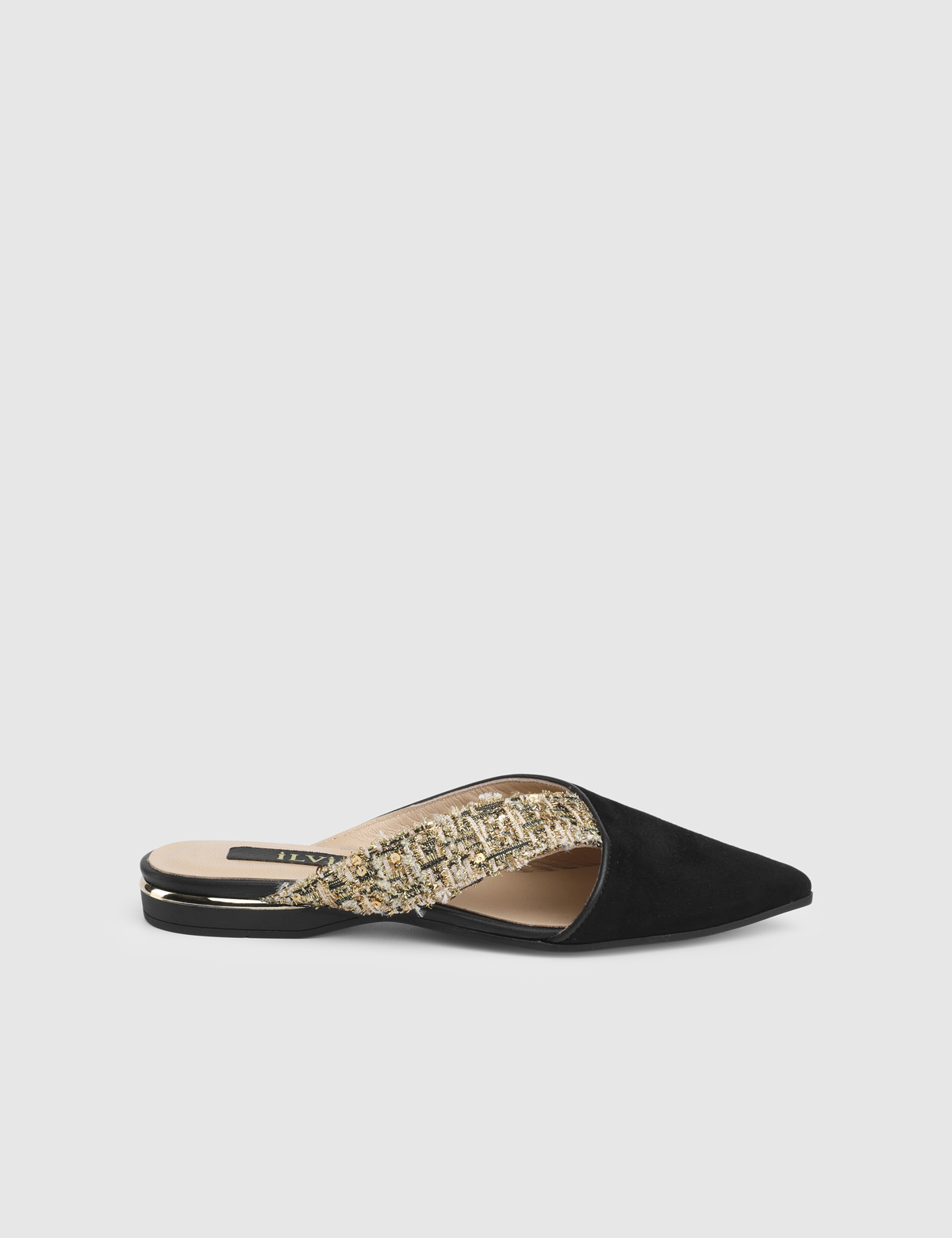 Dylan Black Suede Leather Fabric Women's Mule