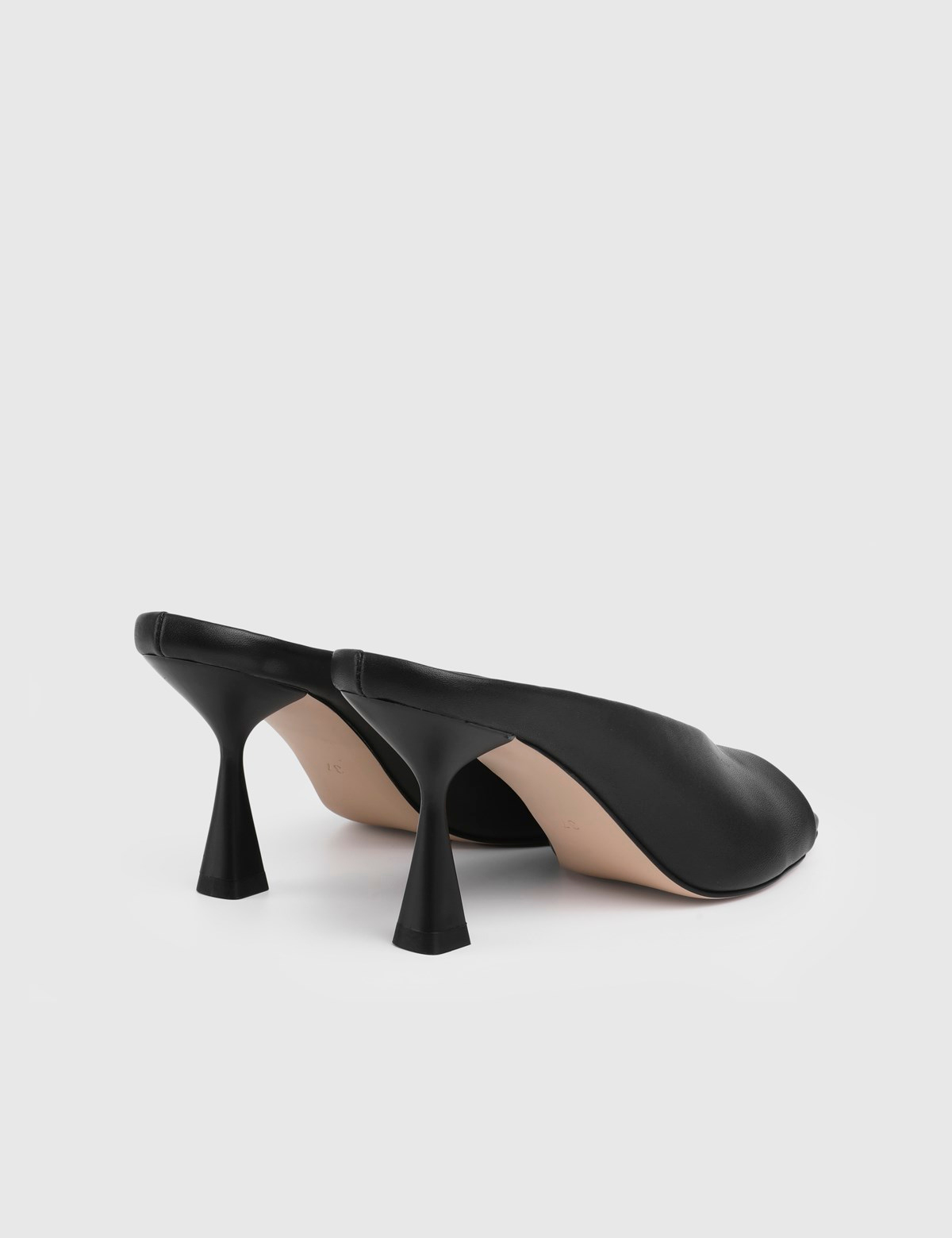 Edrina Black Leather Women's Heeled Slide