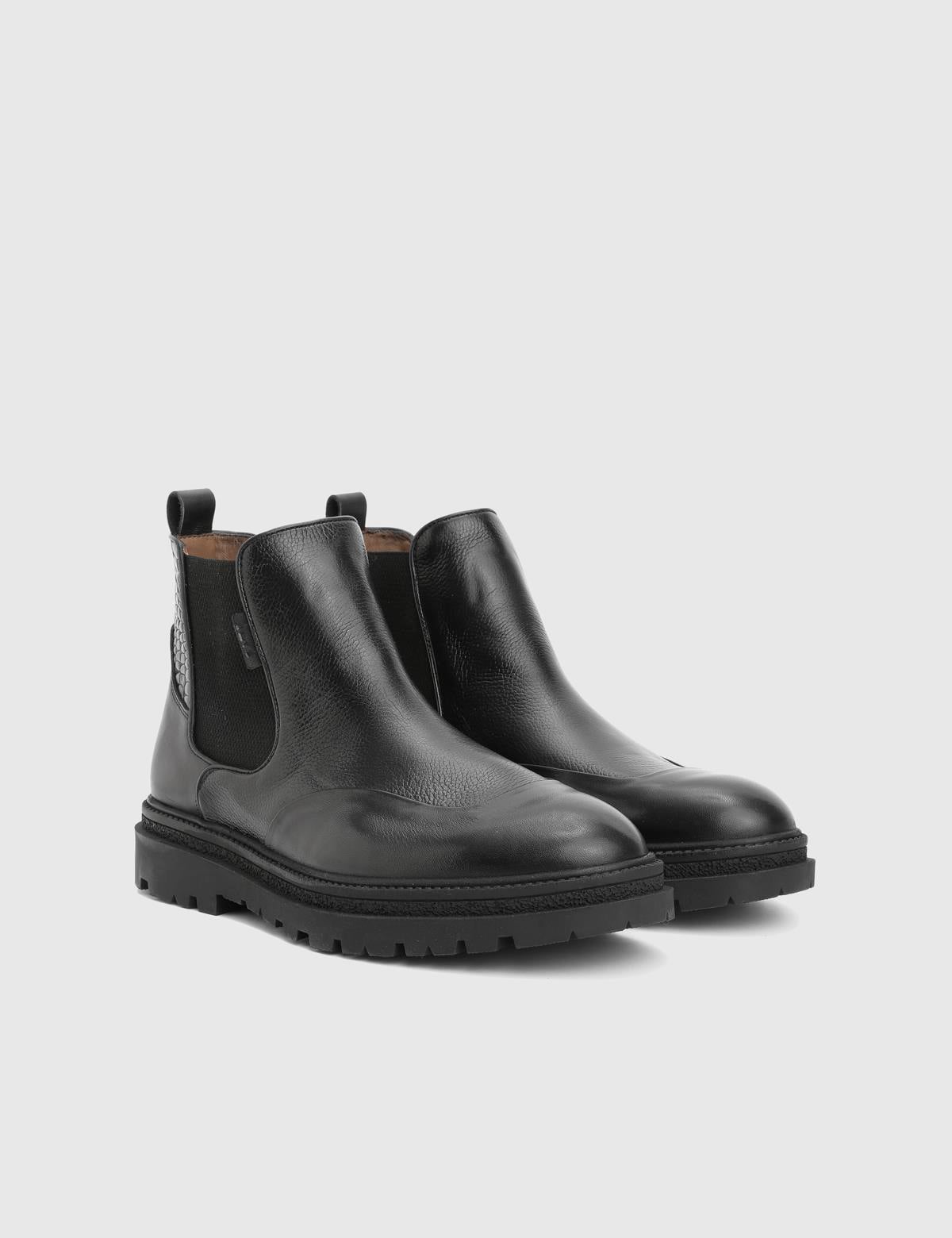 Eduart Black Leather Crocodile Men's Boot