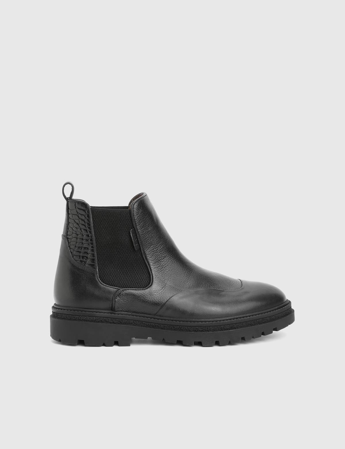 Eduart Black Leather Crocodile Men's Boot