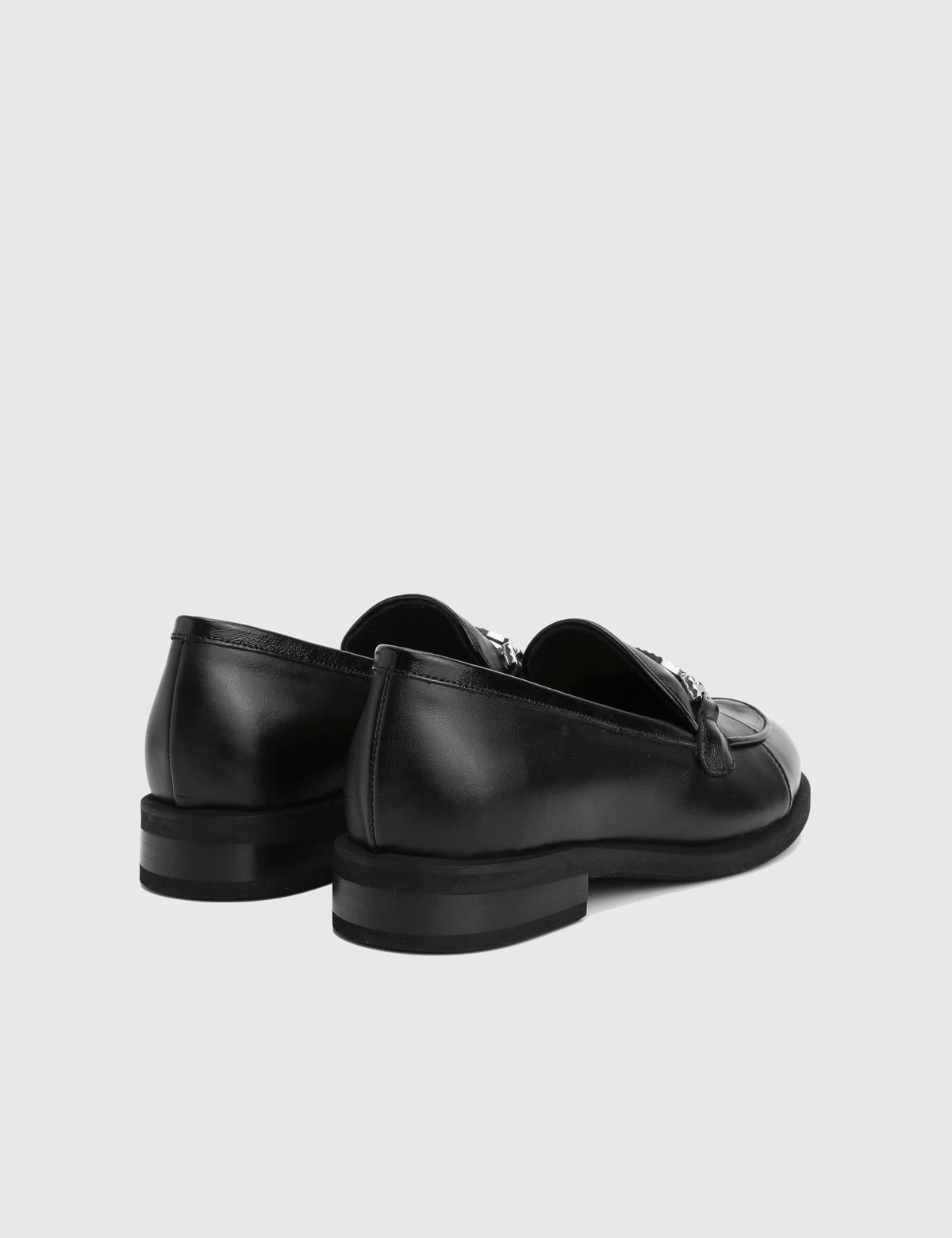 Elinor Hakiki Rugan Deri Siyah Kadın Loafer