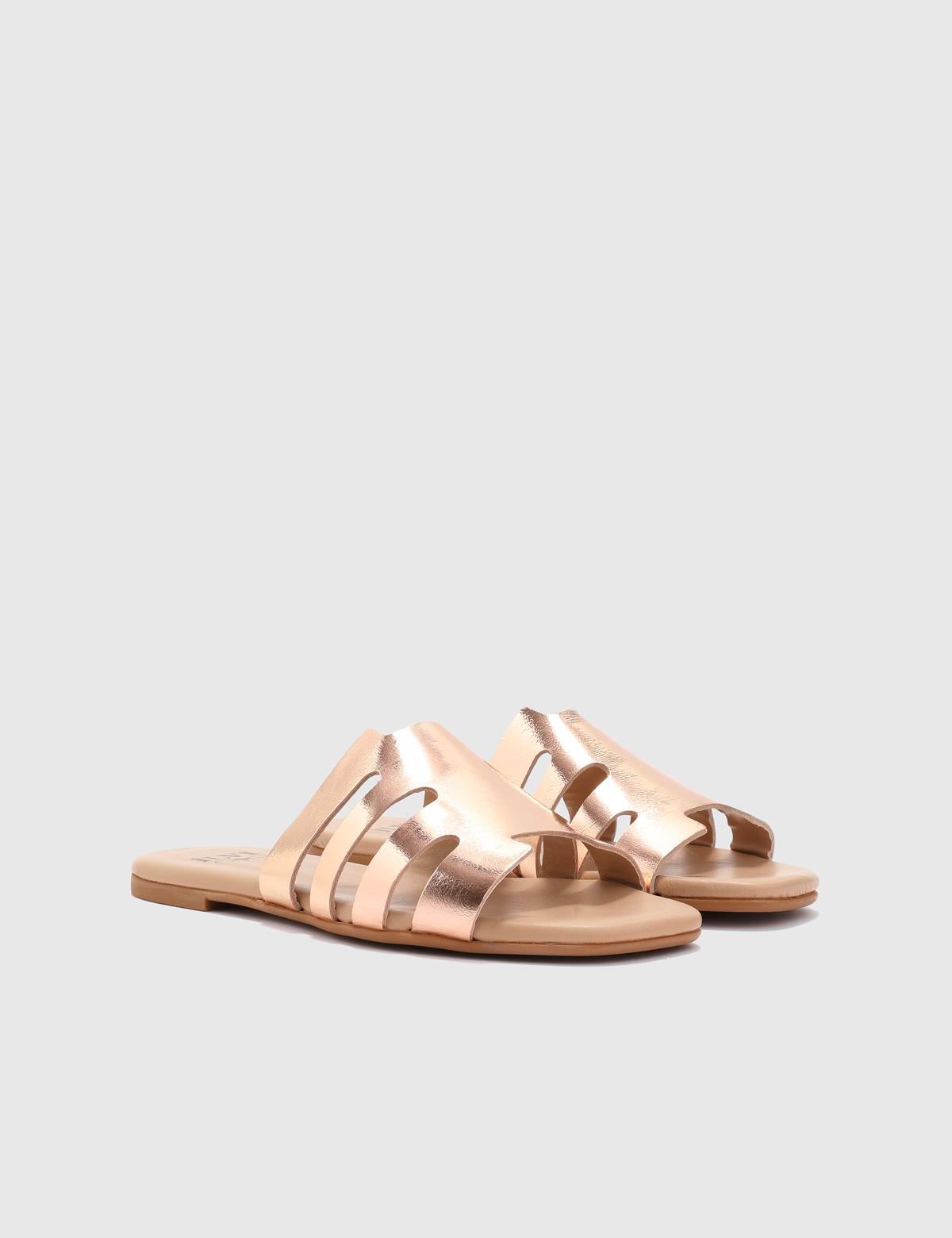 Elista Gold Leather Women's Slide