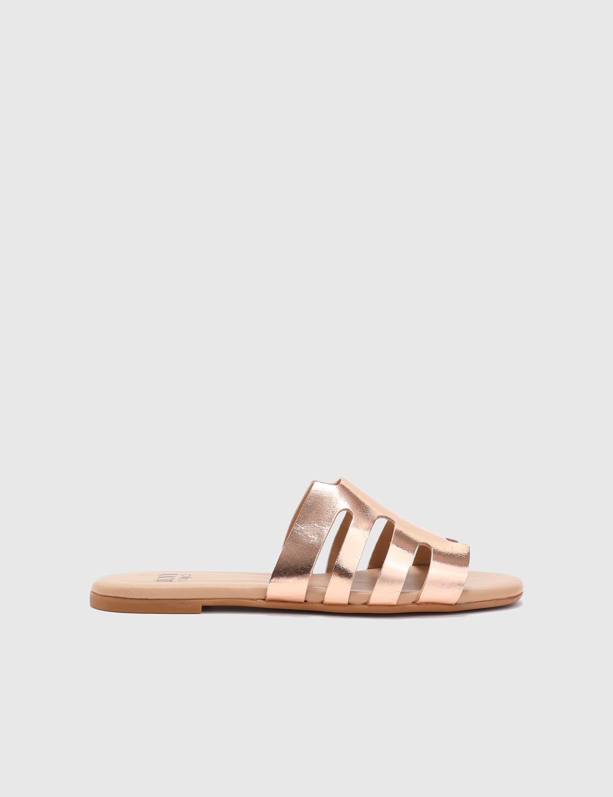 Elista Gold Leather Women's Slide