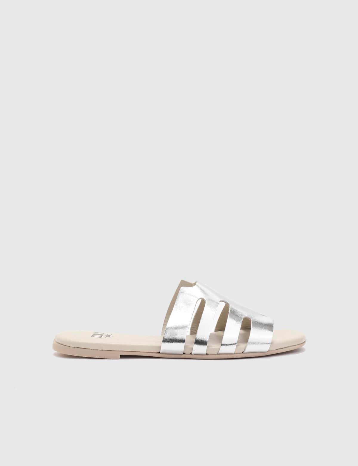 Elista Silver Leather Women's Slide