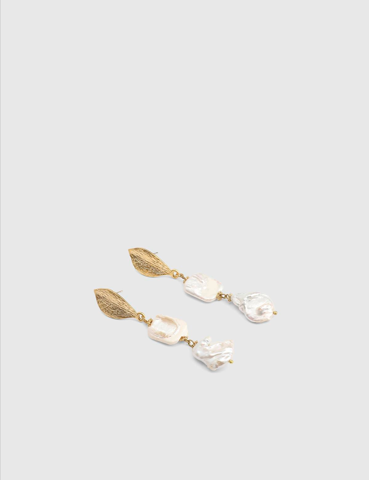 Elorae Gold Women's Earrings with White Stones