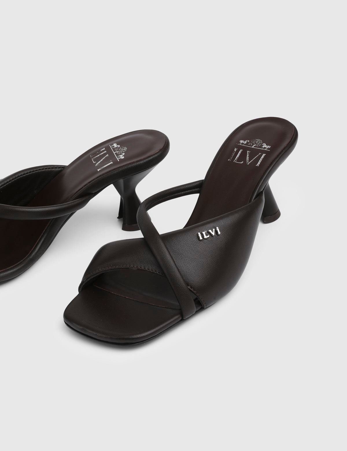 Elvine Brown Leather Women's Heeled Slide