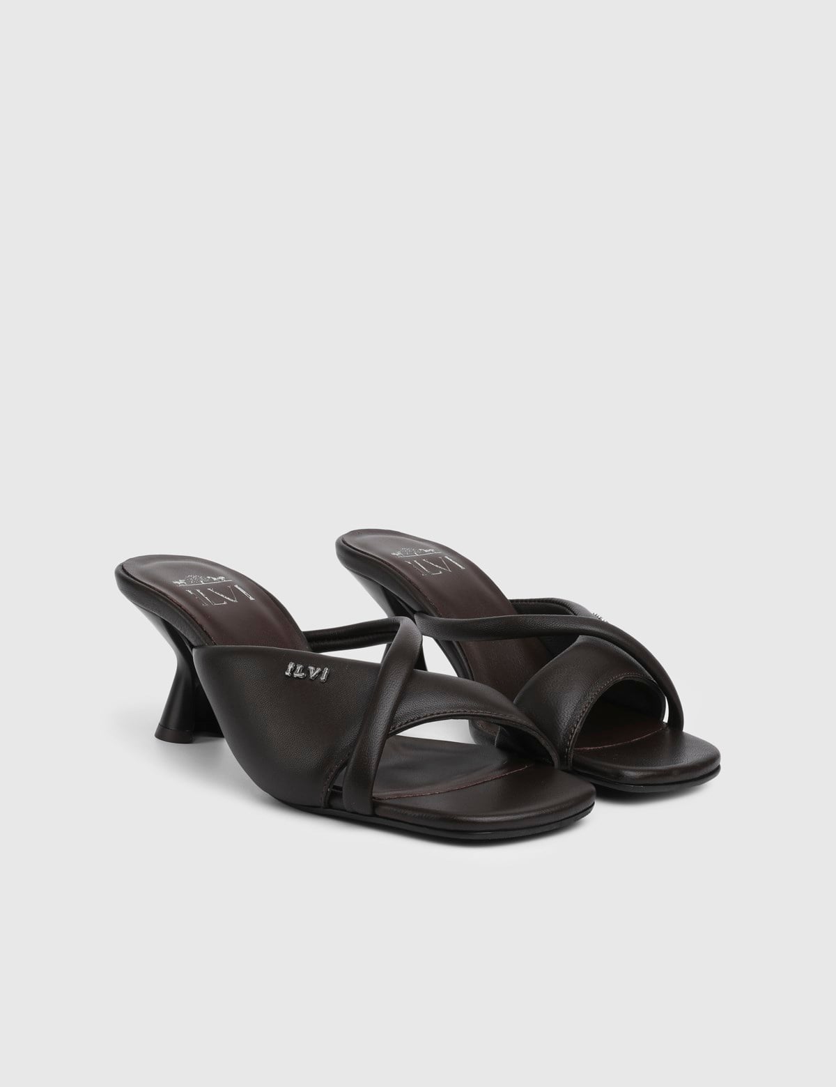 Elvine Brown Leather Women's Heeled Slide