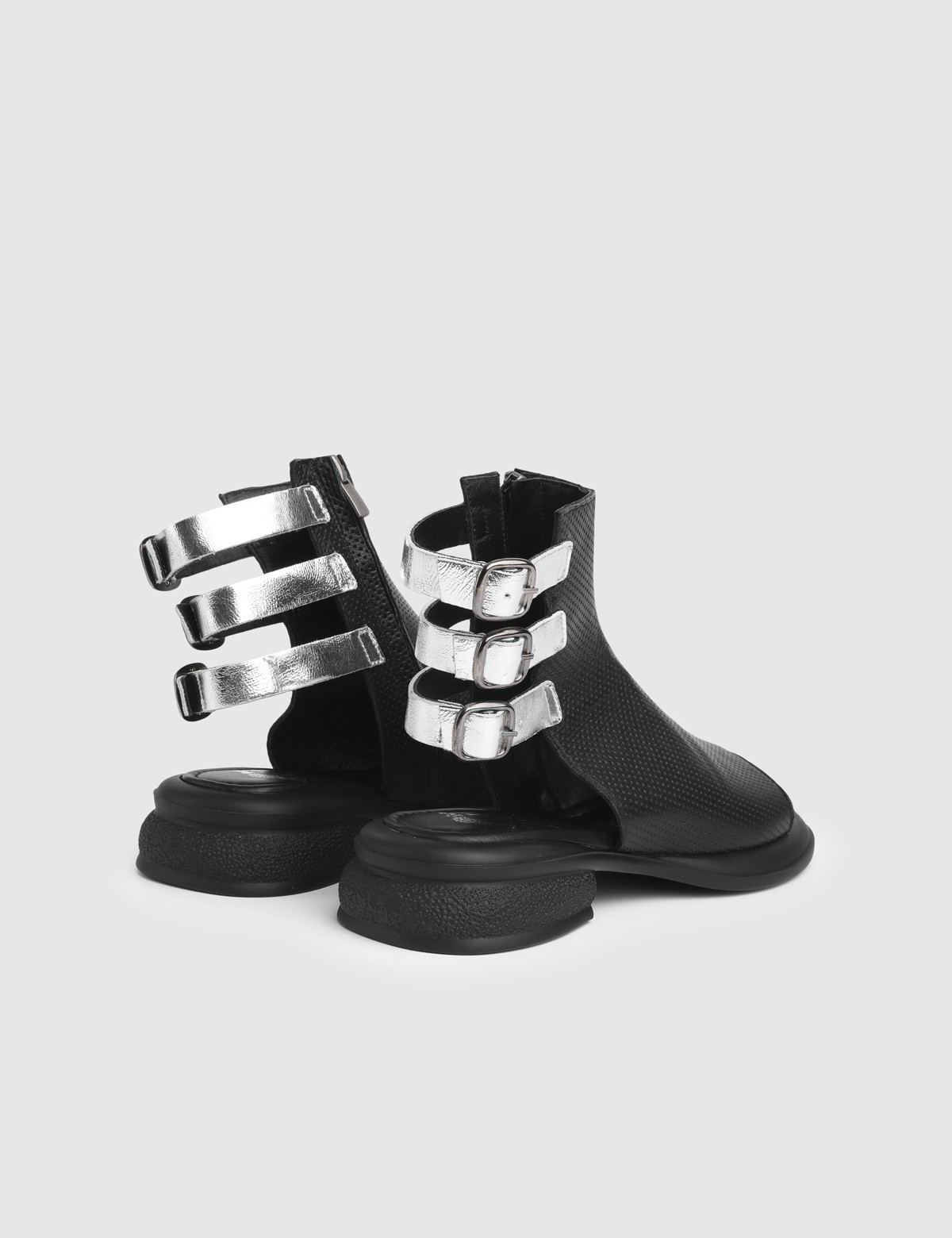 Elvra Black Leather Women's Sandal