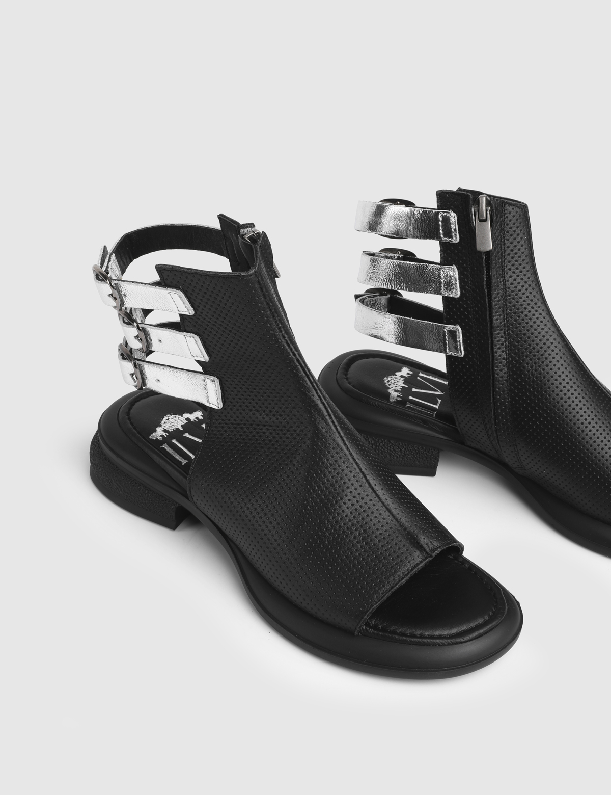 Elvra Black Leather Women's Sandal