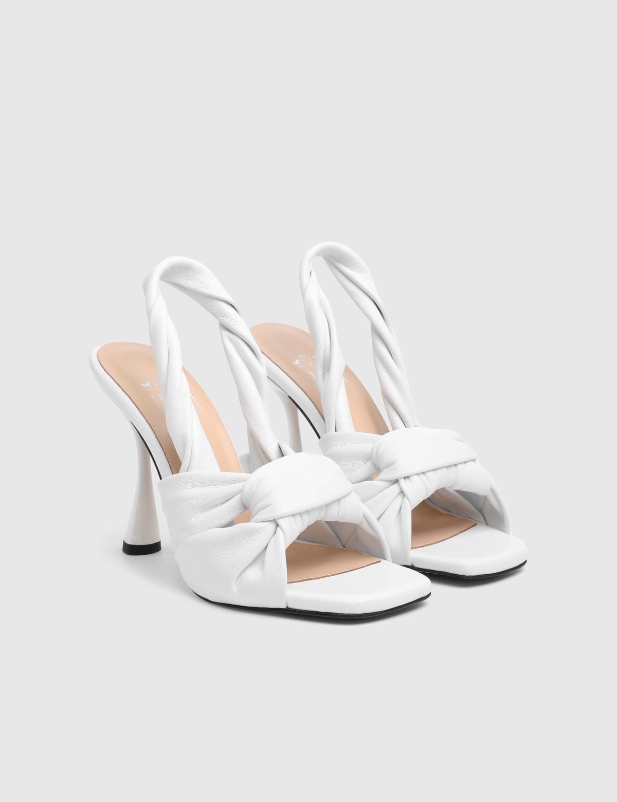 Eresa White Leather Women's Heeled Sandal