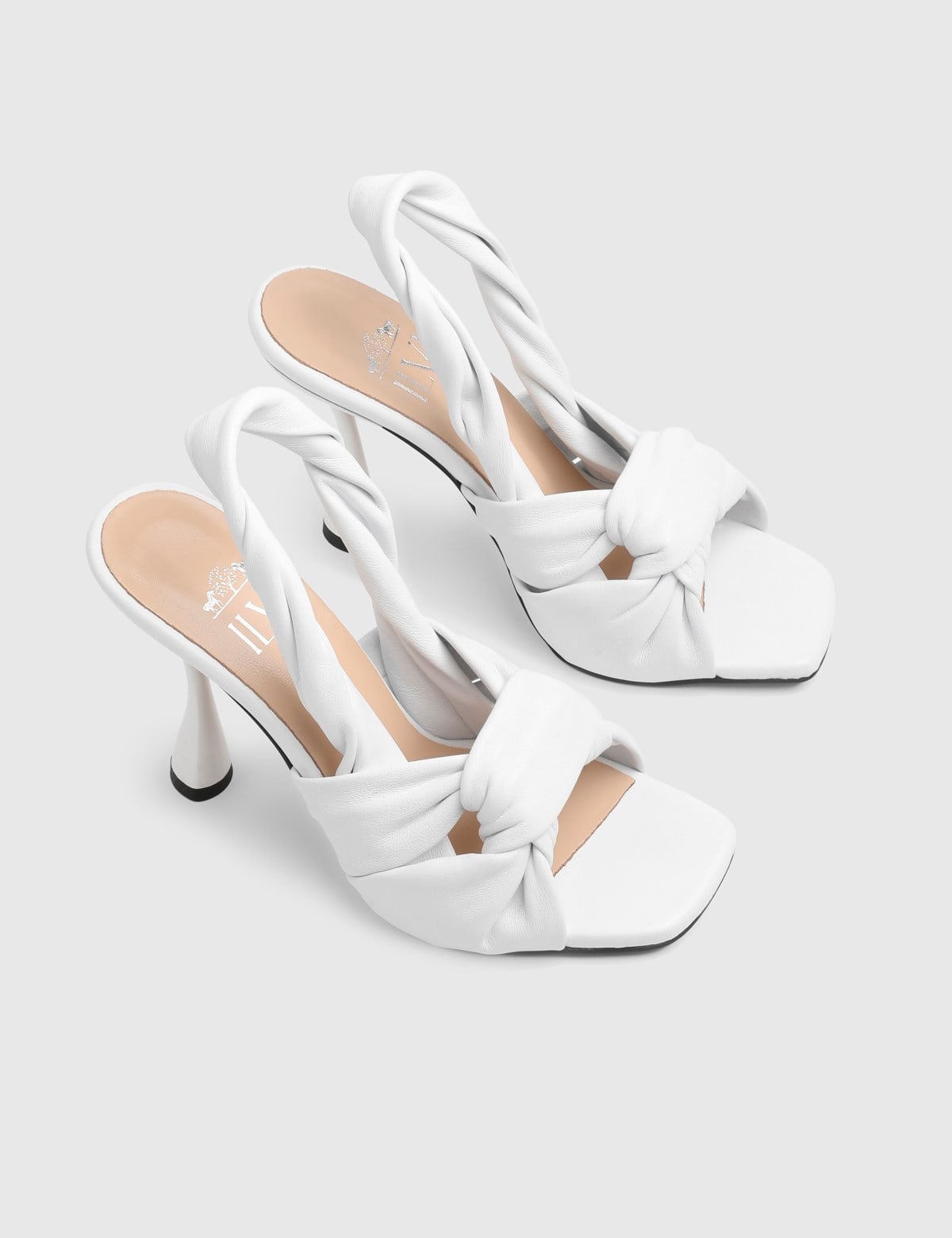 Eresa White Leather Women's Heeled Sandal
