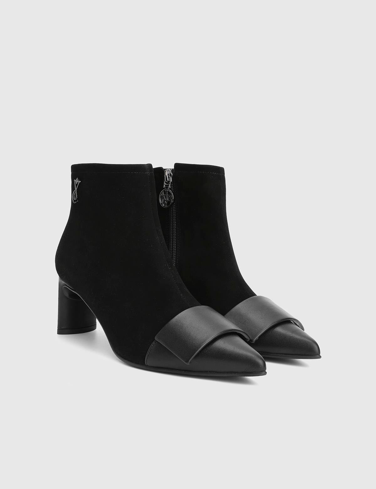 Ernesta Black Suede Leather Women's Heeled Boot