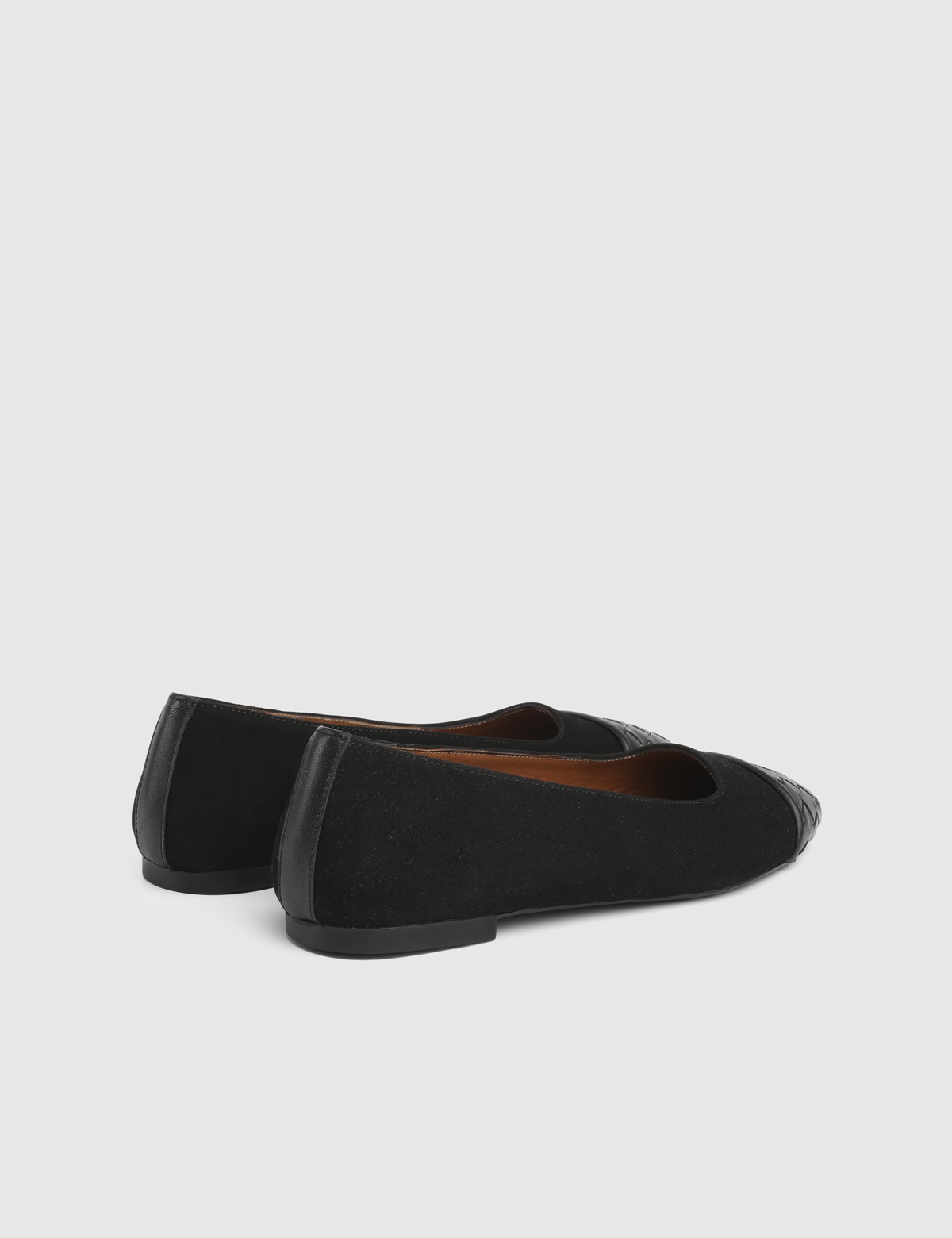 Estelle Black Suede Leather Straw Women's Ballerina