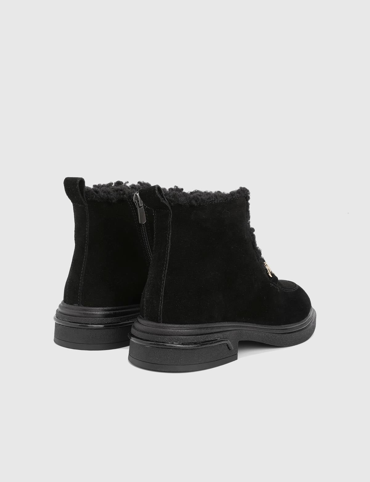 Esther Black Suede Leather Women's Boot