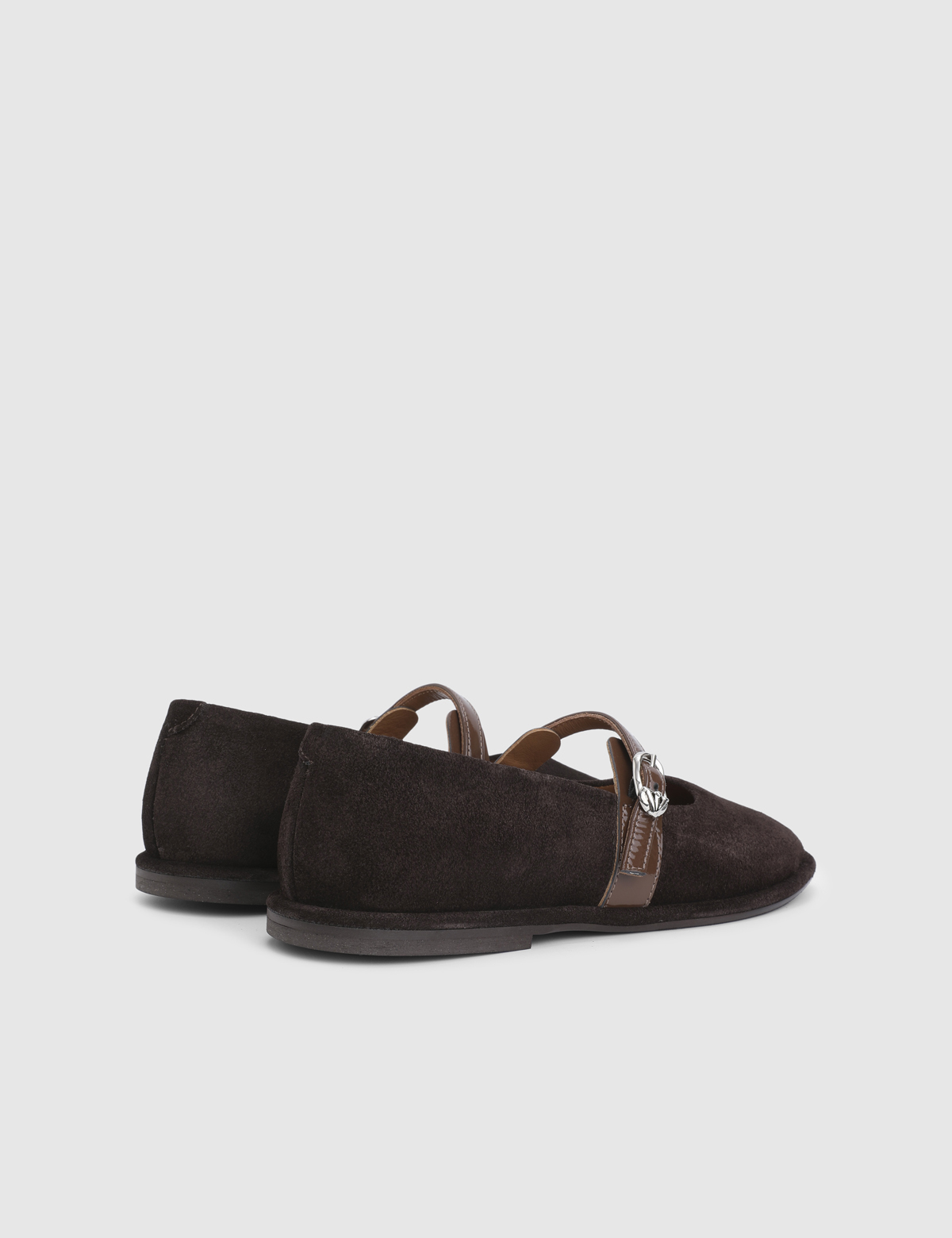 Esvie Brown Suede Patent Leather Women's Ballerina