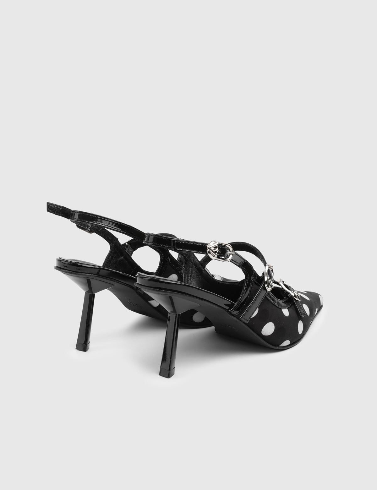 Eternia Black Leather Fabric Women's Heeled Sandal