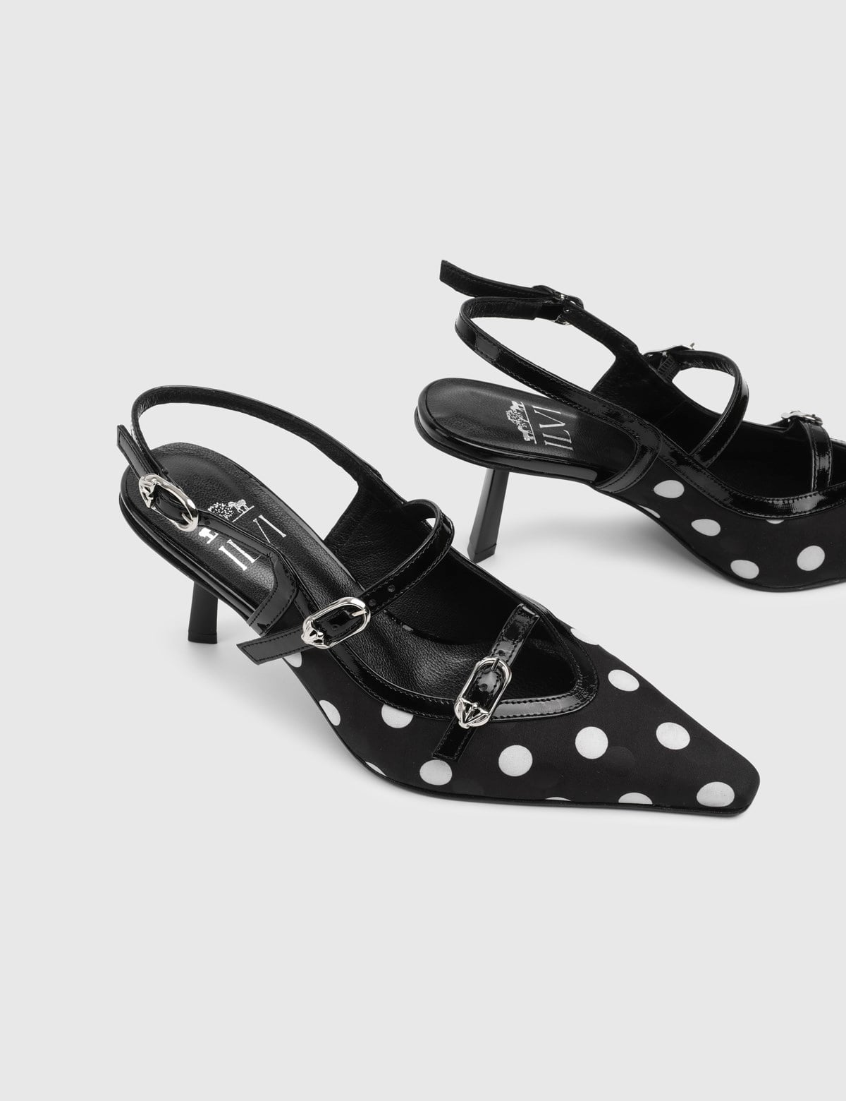 Eternia Black Leather Fabric Women's Heeled Sandal