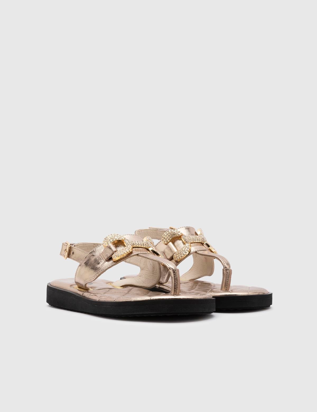 Etsuko Gold Leather Women's Sandal