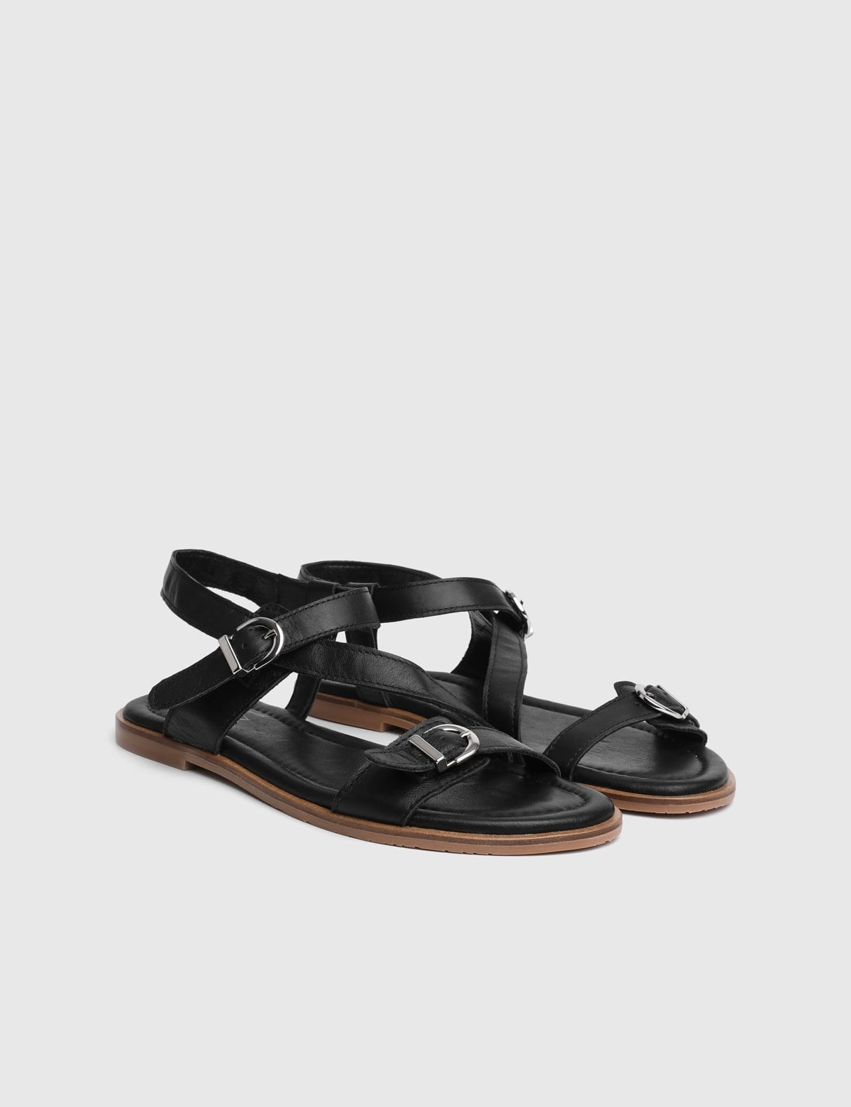 Evira Black Leather Women's Sandal