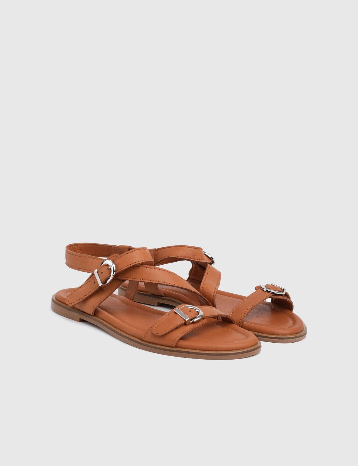 Evira Saddle Brown Leather Women's Sandal