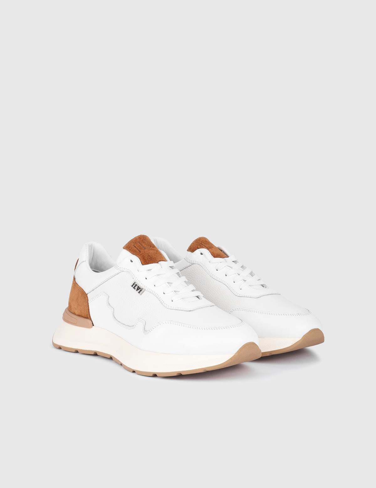 Faes White Suede Leather Men's Sneaker