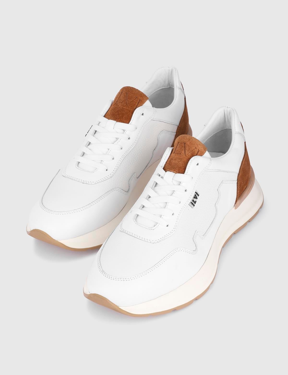 Faes White Suede Leather Men's Sneaker