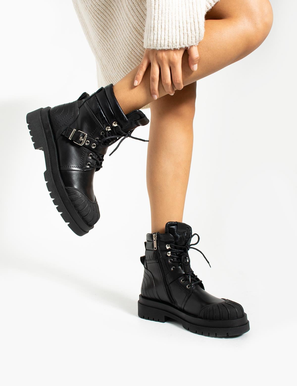 Falk Black Floater Leather Women's Boot