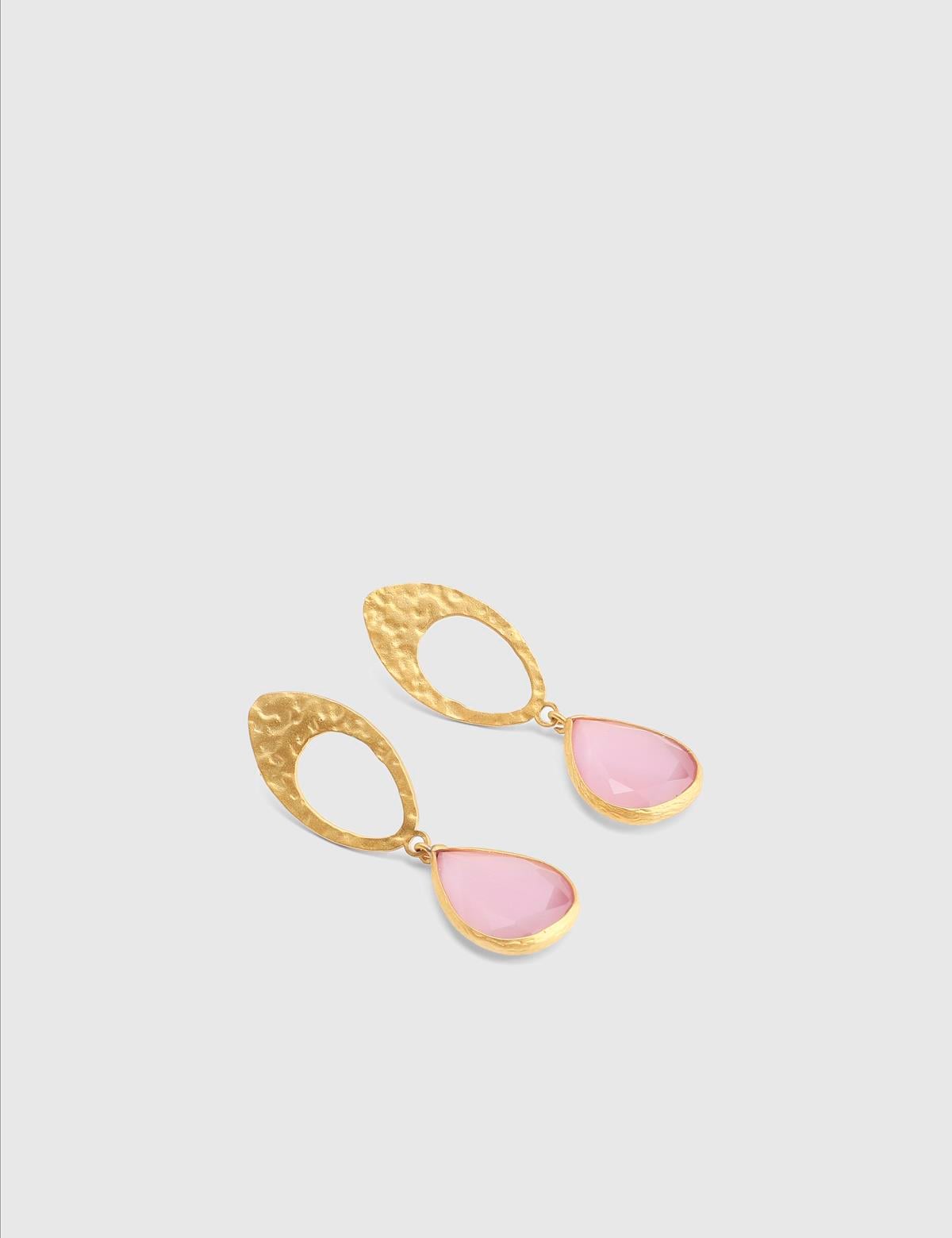 Fedna Gold Women's Earrings with Pink Stones