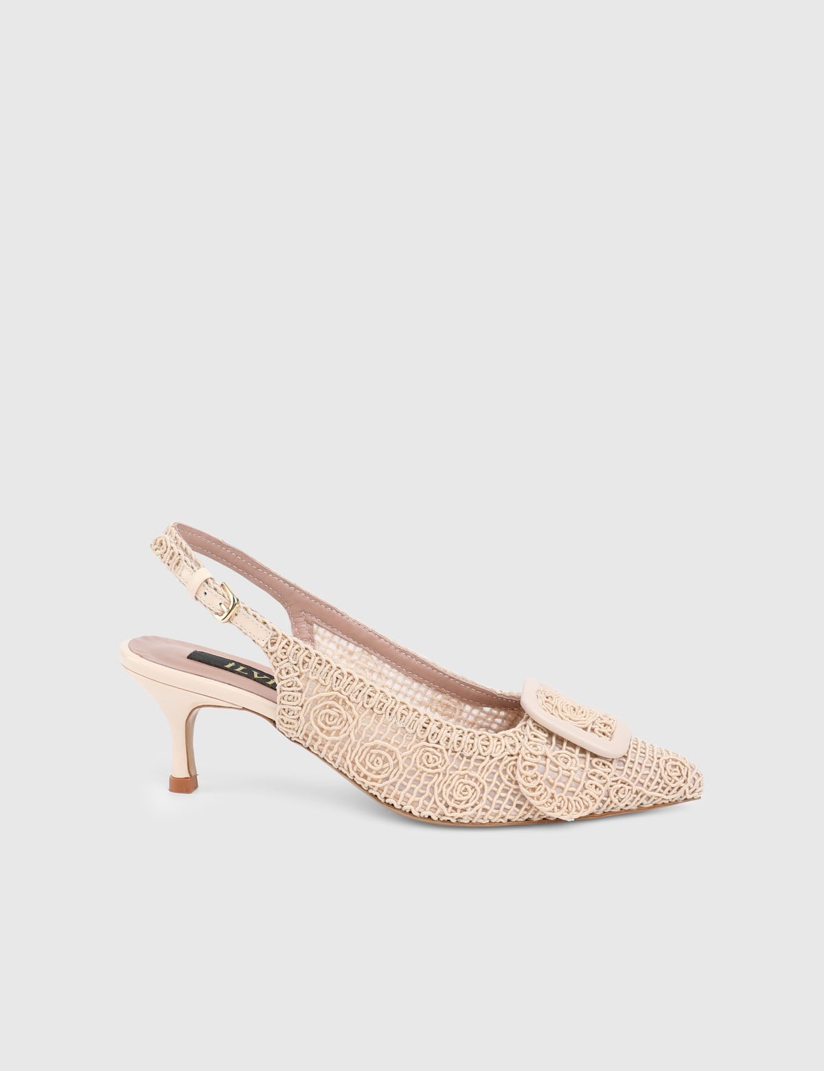 Felyn Cream Leather Fabric Women's Heeled Sandal