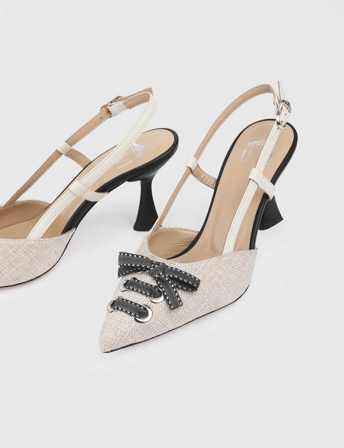 Fionna Beige Leather Linen Women's Sandal